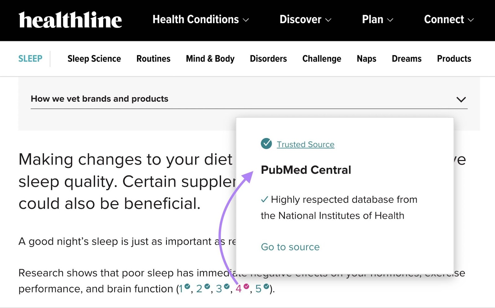 popup on claim shows details about the trusted source