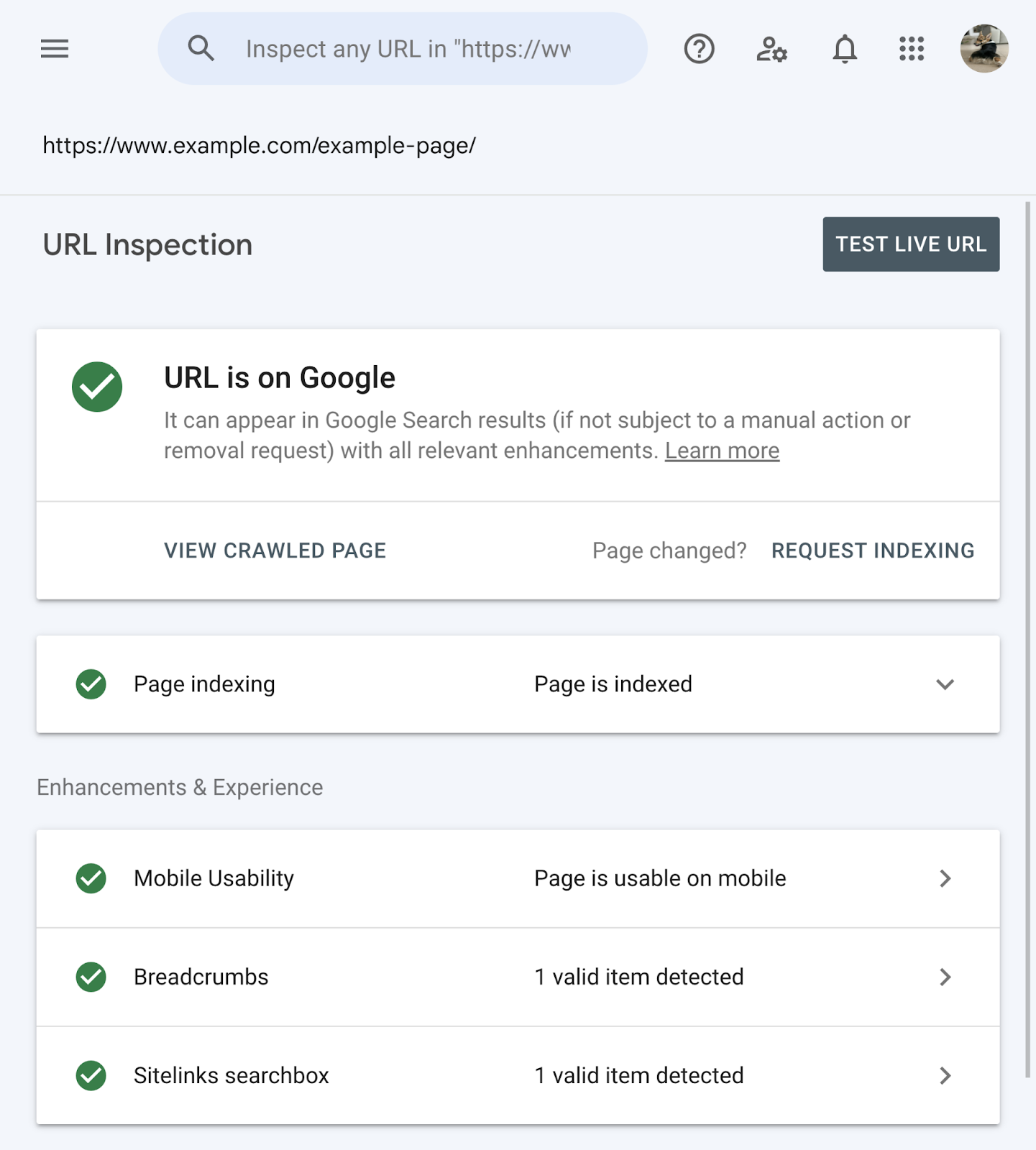 inspect the page’s URL using the search bar. this url is on google.