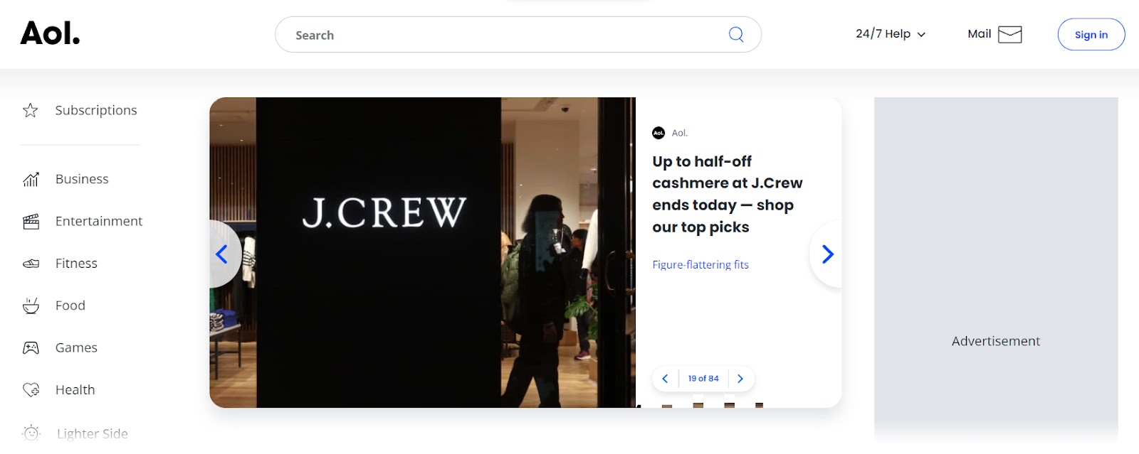 AOL web portal