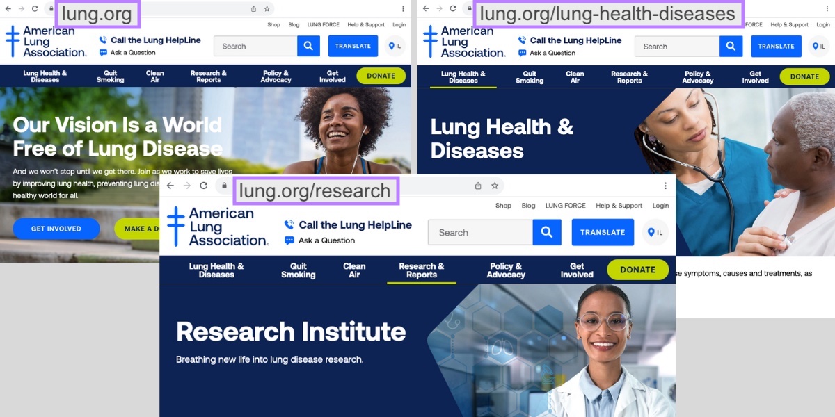 American Lung Association's subfolders