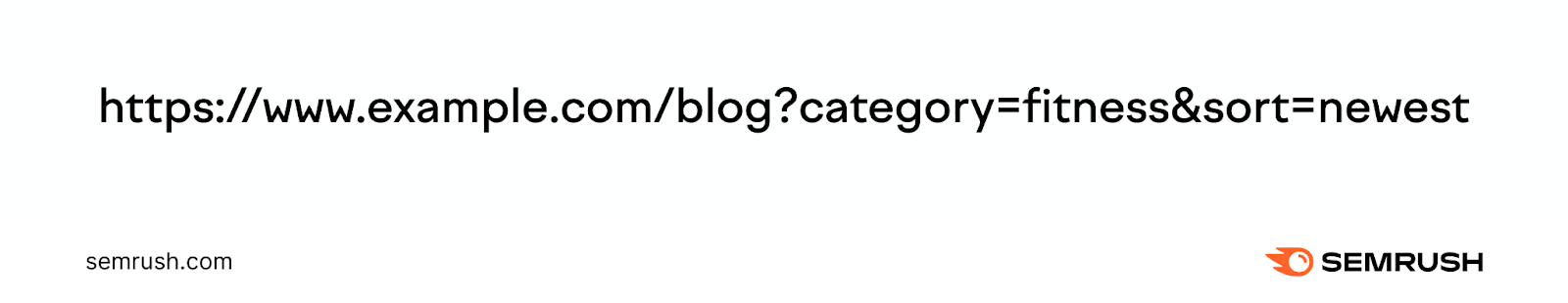 An URL that reads: "https://www.example.com/blog?category=fitness&sort=newest"